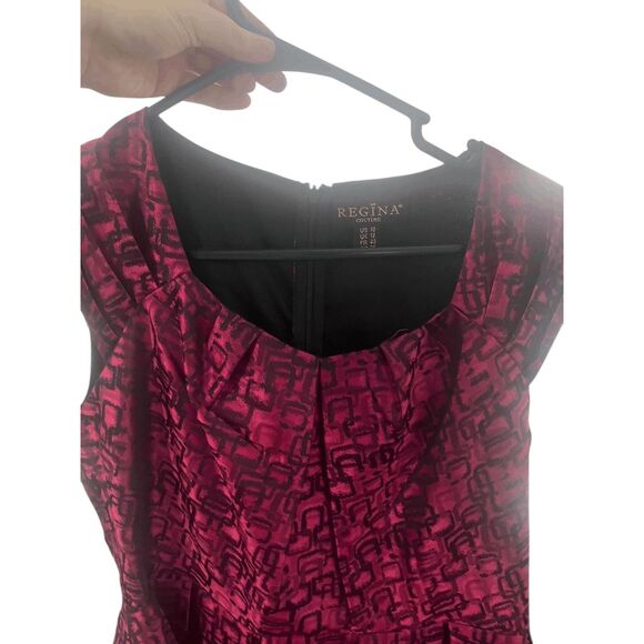REGINA brand Glossy Red Women's Dress Size 10 Never Worn Abstract Printer Jacqua - Picture 2 of 8